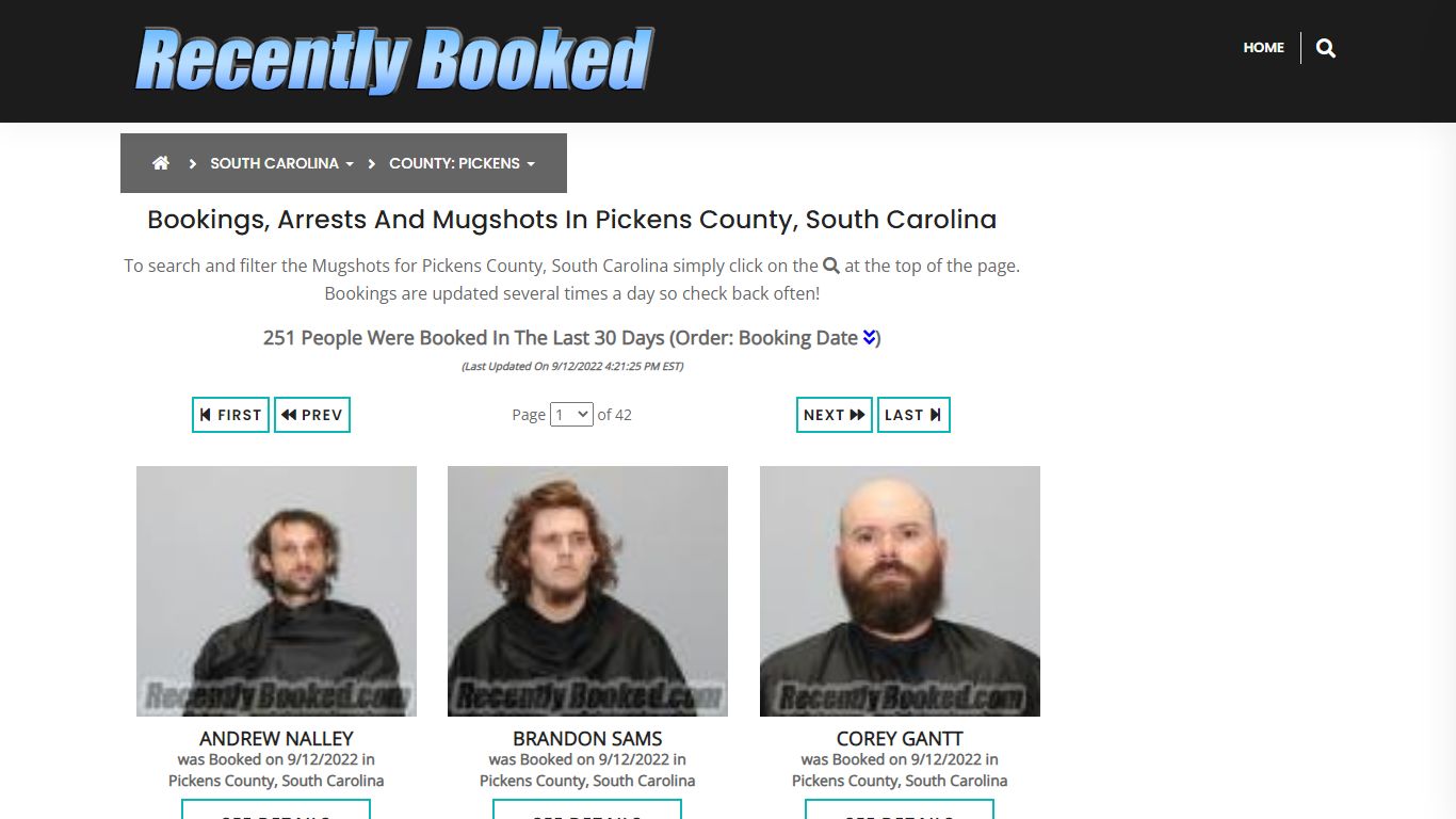 Bookings, Arrests and Mugshots in Pickens County, South Carolina